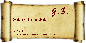 Gubek Benedek névjegykártya